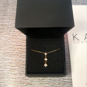 Three-Stone Diamond Necklace 14K Gold